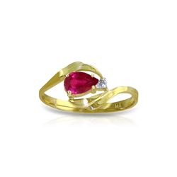 Genuine 0.51 ctw Ruby & Diamond Ring 14KT Yellow Gold - REF-28W3Y