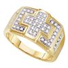 Image 1 : Mens Diamond Square Cross Cluster Ring 1/3 Cttw 10kt Yellow Gold