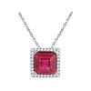 Image 1 : Cushion Lab-Created Ruby Solitaire Diamond Pendant 1-7/8 Cttw 10kt White Gold