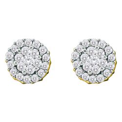 Diamond Flower Cluster Screwback Earrings 3/4 Cttw 14kt Yellow Gold