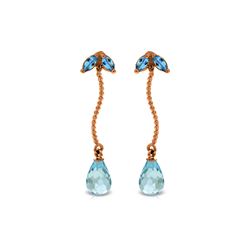 Genuine 3.4 ctw Blue Topaz Earrings 14KT Rose Gold - REF-21V6W