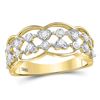 Image 1 : Diamond Double Row Heart Dot Band Ring 1/3 Cttw 14kt Yellow Gold