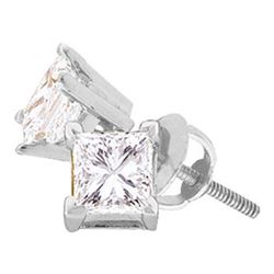 Unisex Diamond Solitaire Stud Earrings 1/4 Cttw 14kt White Gold