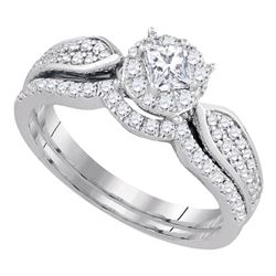 Diamond Bridal Wedding Engagement Ring Band Set 3/4 Cttw 14k White Gold