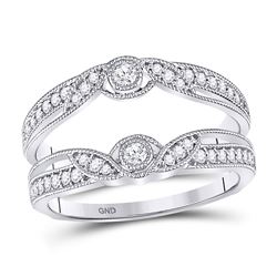 Diamond Wrap Ring Guard Enhancer 1/3 Cttw 14kt White Gold