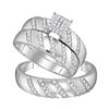 Image 1 : His & Hers Diamond Cluster Matching Bridal Wedding Ring Band Set 1/2 Cttw 10kt White Gold