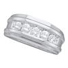 Image 1 : Round Channel-set Diamond Mens Wedding Band 1/2 Cttw 14k White Gold