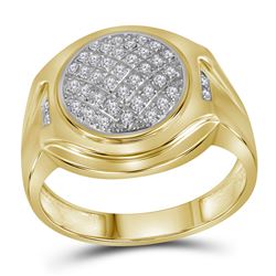 Mens Diamond Circle Cluster Fashion Ring 1/3 Cttw 10kt Yellow Gold