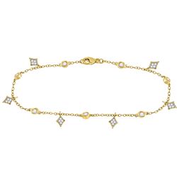 Diamond Dangle Fashion Bracelet 1/3 Cttw 10kt Yellow Gold