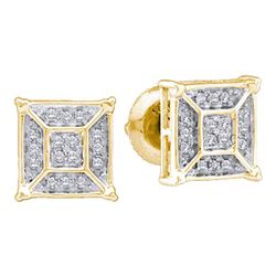 Diamond Square Geomteric Cluster Earrings 1/10 Cttw 10kt Yellow Gold