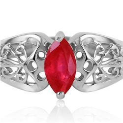 Genuine 0.20 CTW Ruby Ring 14KT White Gold - REF-48F4Z