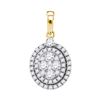 Image 1 : Diamond Oval Cluster Pendant 1.00 Cttw 14kt Yellow Gold