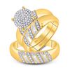 Image 1 : His & Hers Diamond Cluster Matching Bridal Wedding Ring Band Set 1/3 Cttw 10kt Yellow Gold