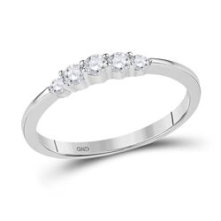Diamond 5-stone Bridal Wedding Engagement Ring 1/4 Cttw 10kt White Gold