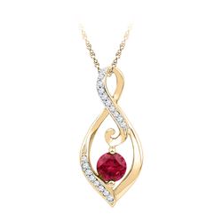 Round Lab-Created Ruby Fashion Pendant 3/4 Cttw 10kt Yellow Gold