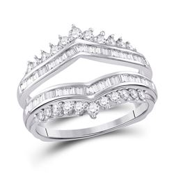 Diamond Wedding Wrap Ring Guard Enhancer 3/4 Cttw 14kt White Gold