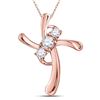 Image 1 : Diamond 3-Stone Cross Faith Pendant 1/8 Cttw 14kt Rose Gold