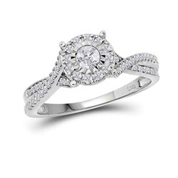 Diamond Solitaire Bridal Wedding Engagement Ring 1/3 Cttw 14kt White Gold