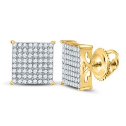 Diamond Cindys Dream Square Cluster Stud Earrings 1/6 Cttw 10kt Yellow Gold