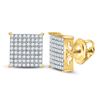 Image 1 : Diamond Cindys Dream Square Cluster Stud Earrings 1/6 Cttw 10kt Yellow Gold