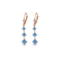 Genuine 4.79 ctw Blue Topaz Earrings 14KT Rose Gold - REF-50F2Z