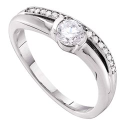 Diamond Solitaire Bridal Wedding Engagement Ring 3/8  14kt White Gold