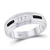 Image 1 : Black Color Enhanced Diamond Channel-set Mens Wedding Anniversary Band Ring 1/3 Cttw 10k White Gold