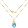 Image 2 : 0.89 ctw Swiss Blue Topaz & Diamond Pendant 14K Yellow Gold - REF-32K2T