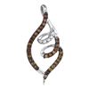 Image 1 : Round Brown Diamond Curled Pigtail Pendant 1/3 Cttw 10kt White Gold