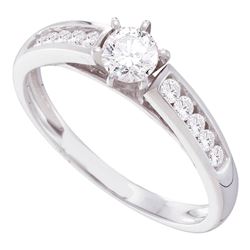 Diamond Solitaire Bridal Wedding Engagement Ring 1/2 Cttw 14kt White Gold