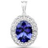 Image 1 : 9.81 ctw Tanzanite & Diamond Pendant 18K White Gold - REF-1128K2T