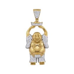 Mens Diamond Laughing Buddha Hotei Charm Pendant 1.00 Cttw 10kt Yellow Gold