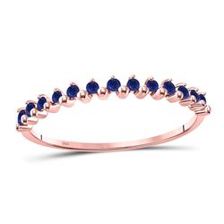 Round Blue Sapphire Single Row Stackable Band Ring 1/8 Cttw 10kt Rose Gold