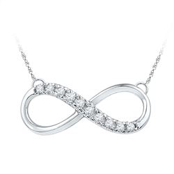 Diamond Infinity Pendant Necklace 1/10 Cttw 10kt White Gold