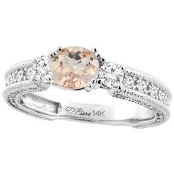 1.25 CTW Morganite & Diamond Ring 14K White Gold - REF-88K3W