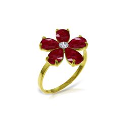 Genuine 2.22 ctw Ruby & Diamond Ring 14KT Yellow Gold - REF-42F2Z