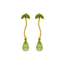 Genuine 3.4 ctw Peridot Earrings 14KT Yellow Gold - REF-21F6Z