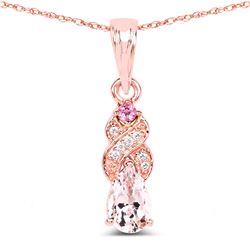 0.43 ctw Morganite, Tourmaline Pink & Diamond Pendant 14K Rose Gold - REF-27F2W