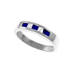 Genuine 0.63 ctw Sapphire & White Topaz Ring 14KT White Gold - REF-49W2Y