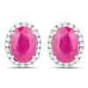 Image 1 : 2.06 ctw Ruby & White Diamond Earrings 14K White Gold - REF-53N8A