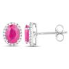 Image 2 : 2.06 ctw Ruby & White Diamond Earrings 14K White Gold - REF-53N8A