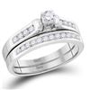 Diamond Bridal Wedding Engagement Ring Band Set 1/2 Cttw 14kt White Gold