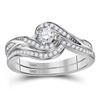 Diamond Bridal Wedding Engagement Ring Band Set 1/3 Cttw 10kt White Gold