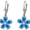 Genuine 4.43 ctw Blue Topaz & Diamond Earrings 14KT White Gold - REF-49Z8N