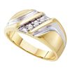 Mens Diamond Wedding Anniversary Band Ring 1/10 Cttw 10kt Yellow Two-tone Gold