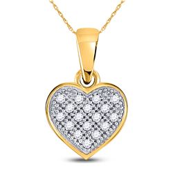 Diamond Simple Heart Cluster Pendant 1/20 Cttw 10kt Yellow Gold