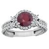 Image 1 : 1.46 CTW Ruby & Diamond Ring 14K White Gold - REF-77F7N