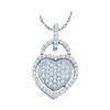 Diamond Heart Lock Pendant 1/4 Cttw 10kt White Gold