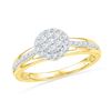 Image 1 : Diamond Flower Cluster Ring 1/3 Cttw 10kt Yellow Gold
