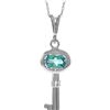 Genuine 0.50 ctw Blue Topaz Necklace 14KT White Gold - REF-32F8Z